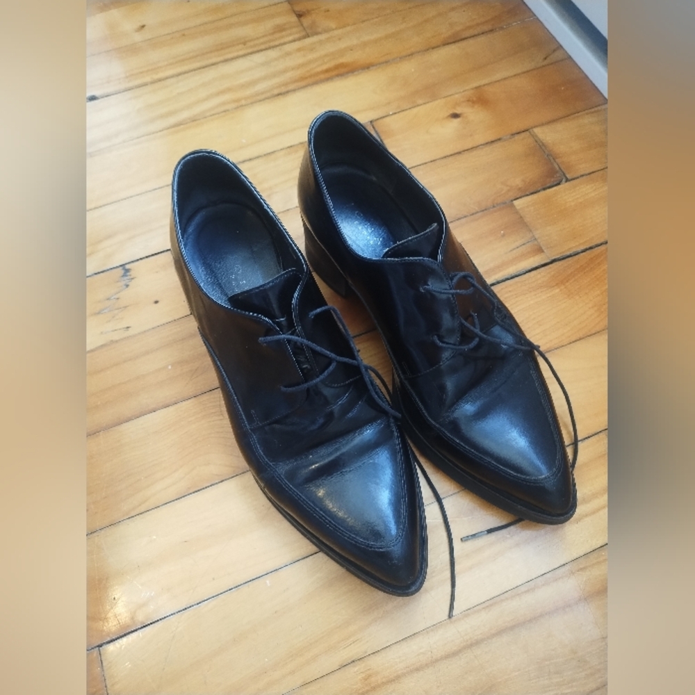 Black Leather Lace Up Oxfords